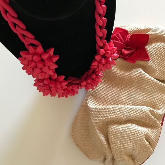 Zara Red Verbena Hand-painted Necklace - Picture 9 of 15